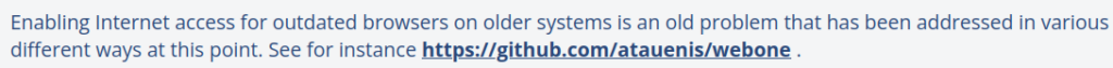 Enabling Internet access for outdated browsers on older systems is an old problem that has been addressed in various different ways at this point. See for instance https://github.com/atauenis/webone